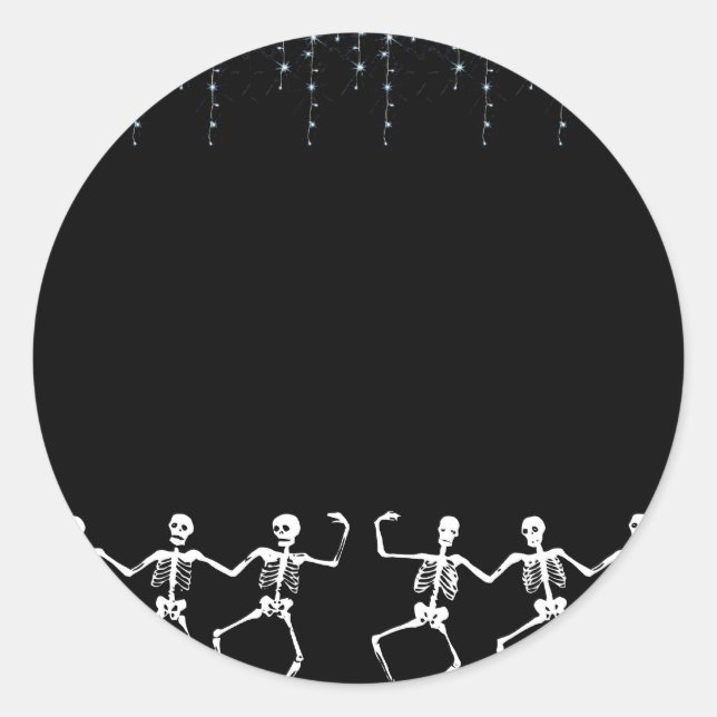 Skeleton Dance Party Classic Round Sticker (Front)