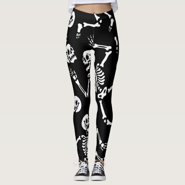 Skeleton Dance Party: Halloween Seamless Leggings (Front)