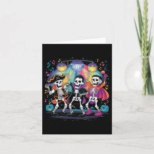 Skeleton Dance Party Spooky Halloween Celebration Card