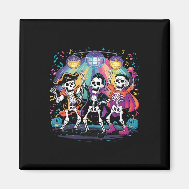 Skeleton Dance Party Spooky Halloween Celebration  Magnet (Front)