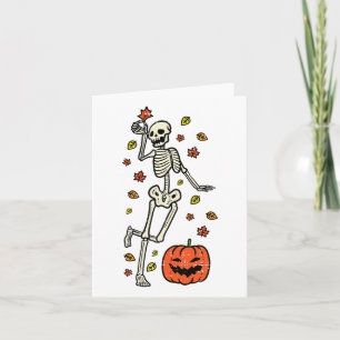 Skeleton Dance Pumpkin Halloween Costume Fall Men  Card