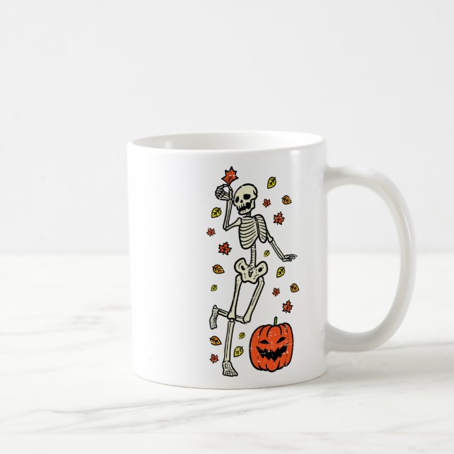 Skeleton Dance Pumpkin Halloween Costume Fall Men  Coffee Mug (Right)