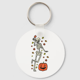 Skeleton Dance Pumpkin Halloween Costume Fall Men Key Ring