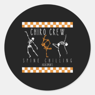 Skeleton Dancing Chiro Crew Chiropractor Halloween Classic Round Sticker
