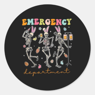 Skeleton Dancing Easter Emergency Department Er Nu Classic Round Sticker