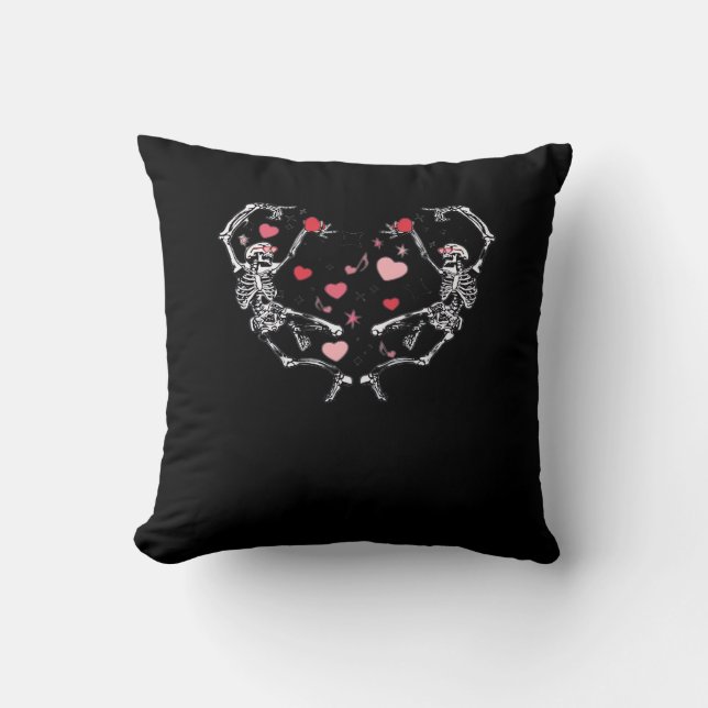 Skeleton Dancing Heart Valentine's Day Gift Skull  Cushion (Front)