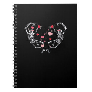 Skeleton Dancing Heart Valentines Day Gift Skull Notebook