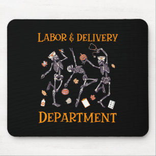 Skeleton Dancing Labour And Delivery Halloween Nur Mouse Pad