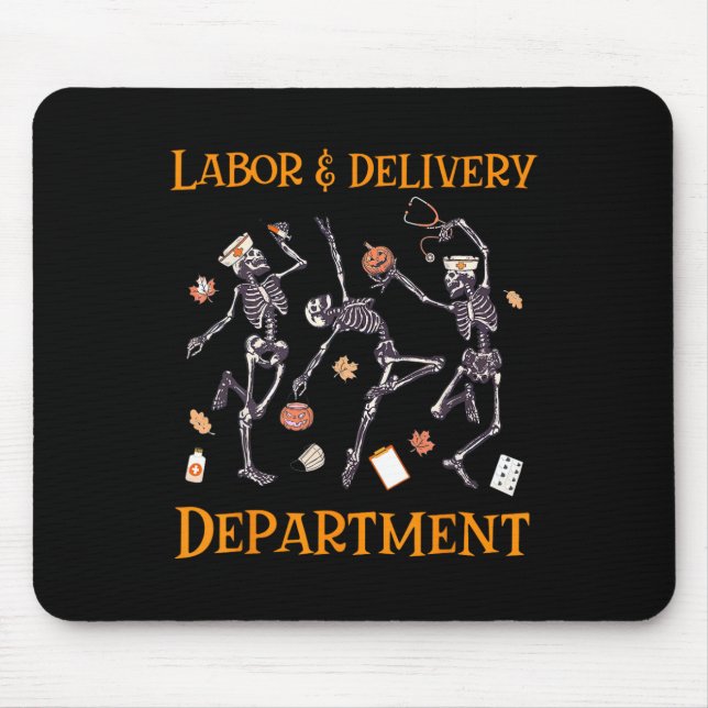 Skeleton Dancing Labour And Delivery Halloween Nur Mouse Pad (Front)
