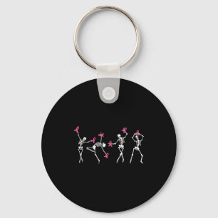 Skeleton Dancing Nk Ribbon Breast Cancer Awareness Key Ring