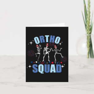 Skeleton Dancing Ortho Squad 4th Of July Usa Flag Card