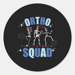 Skeleton Dancing Ortho Squad 4th Of July Usa Flag Classic Round Sticker