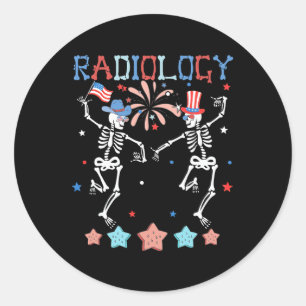 Skeleton Dancing Radiology 4th Of July Classic Round Sticker