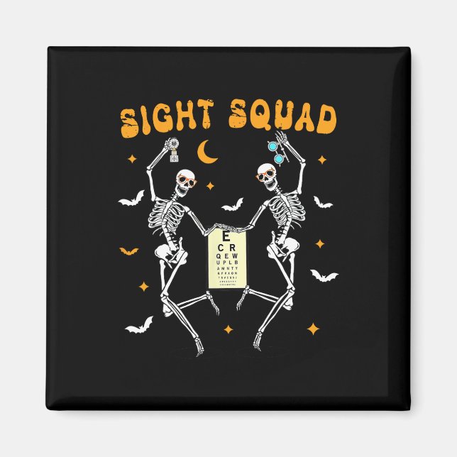 Skeleton Dancing Sight Squad Halloween Optometrist Magnet (Front)