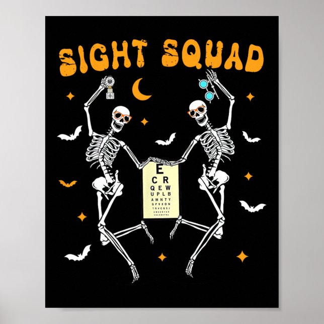 Skeleton Dancing Sight Squad Halloween Optometrist Poster (Front)