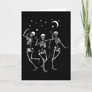 Skeleton Dancing Under The Moon Funny Happy Hallow Card