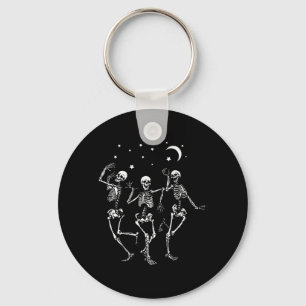 Skeleton Dancing Under The Moon Funny Happy Key Ring