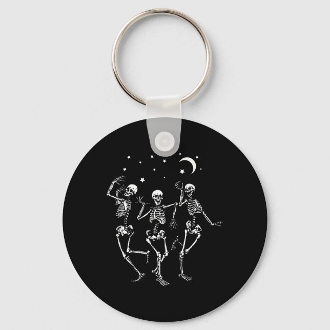 Skeleton Dancing Under The Moon Funny Happy Key Ring (Front)