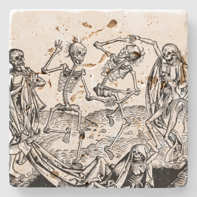 Skeleton Danse Macabre Stone Coaster (Front)