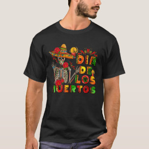 Skeleton Day of the Dead Dia De Los Muertos Mexica T-Shirt