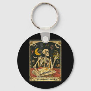 Skeleton Daycare Teacher Tarot Card Childcare Key Ring