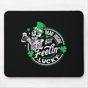 Skeleton Dead Inside But Feeling Lucky Retro St Pa Mouse Pad