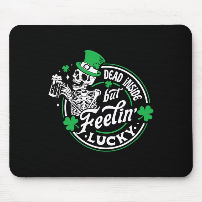 Skeleton Dead Inside But Feeling Lucky Retro St Pa Mouse Pad (Front)