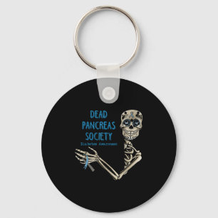 Skeleton Dead Pancreas Society Diabetes Awareness Key Ring