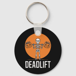 Skeleton Deadlift Spooky Weightlifting Workout Key Ring