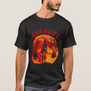 Skeleton Deadlift Workout Halloween Weight Lifting T-Shirt