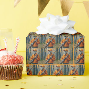 Skeleton Deer Hunter Carrying a Rifle Wrapping Paper