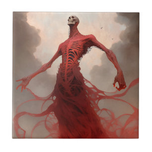 Skeleton Demon Creature Dark Fantasy Horror Ceramic Tile