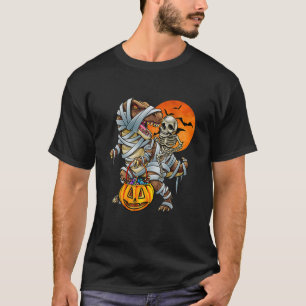Skeleton Dinosaur Halloween Mummy Pumpkin T-Shirt