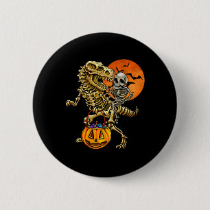 Skeleton Dinosaur Halloween Pumpkin For Boys Kids 6 Cm Round Badge