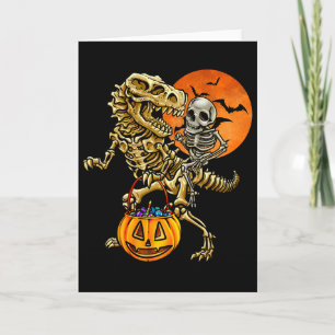 Skeleton Dinosaur Halloween Pumpkin For Boys Kids  Card