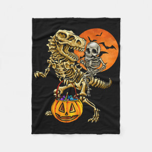 Skeleton Dinosaur Halloween Pumpkin For Boys Kids  Fleece Blanket