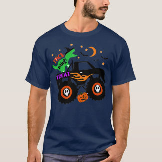 Skeleton Dinosaur Riding Monster Truck Halloween K T-Shirt
