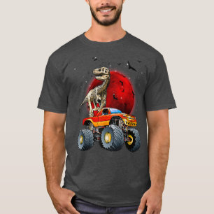 Skeleton Dinosaur Riding Monster Truck Halloween K T-Shirt