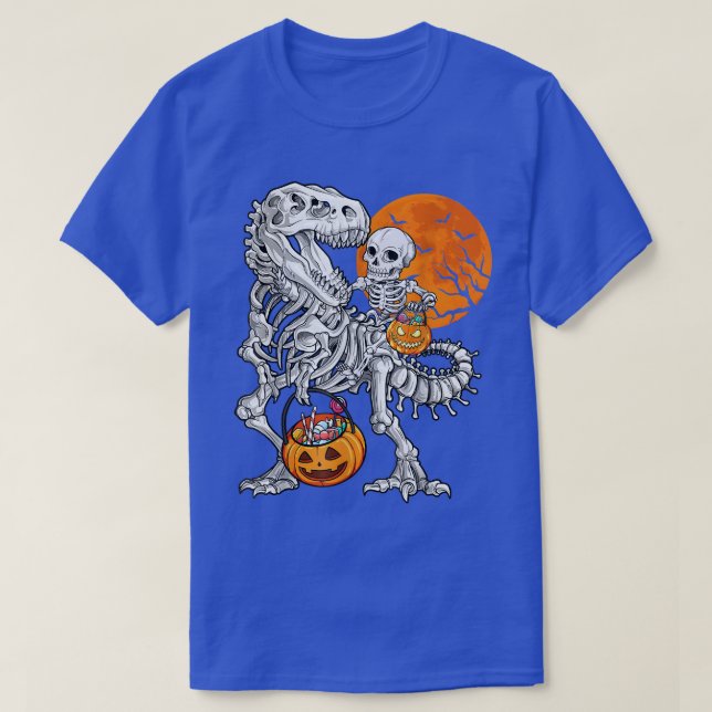 Skeleton Dinosaur T rex Boys Halloween Mummy Funny T-Shirt (Design Front)