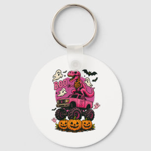 Skeleton Dinosaur T Rex Riding Monster Truck Breas Key Ring