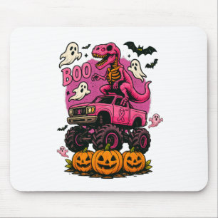 Skeleton Dinosaur T Rex Riding Monster Truck Breas Mouse Pad