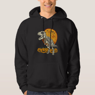 Skeleton Dinosaur Trex Dino Pumpkins Moon Boys Hal Hoodie