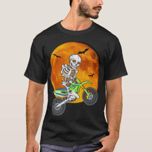 Skeleton Dirt Bike Halloween Motocross Biker  T-Shirt