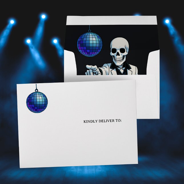 Skeleton Disco Ball Halloween Lined Envelope (Skeleton Disco Ball Halloween Lined Envelope)