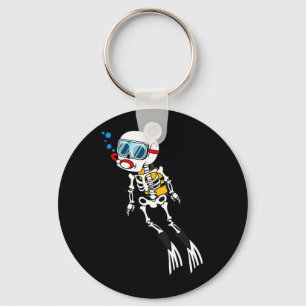 Skeleton Diver Halloween Underwater Scuba Diving Key Ring
