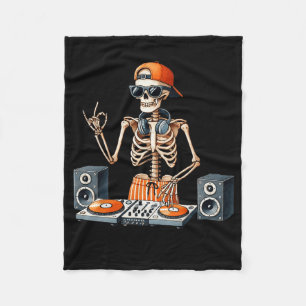 Skeleton Dj Halloween Costume Turntable Music Funn Fleece Blanket