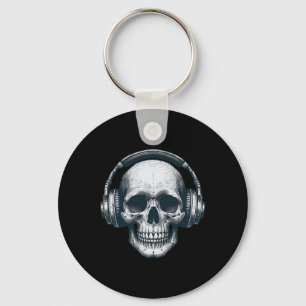 Skeleton Dj Headphones Spooky Skull Musician Hallo Key Ring