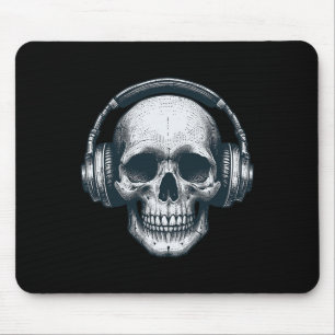 Skeleton Dj Headphones Spooky Skull Musician Hallo Mouse Pad