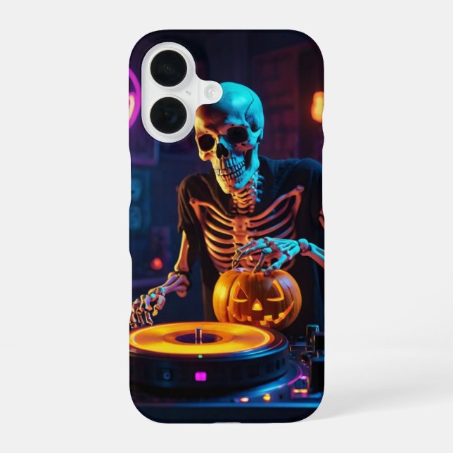Skeleton DJ iPhone 16 Case (Back)