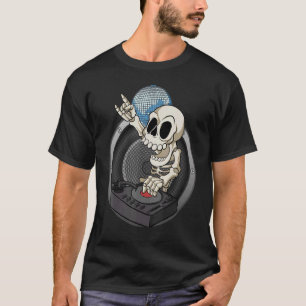Skeleton Dj Mixing Desk Synthesizer Techno Raver F T-Shirt